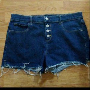 button front denim boyfriend fit cutoffs